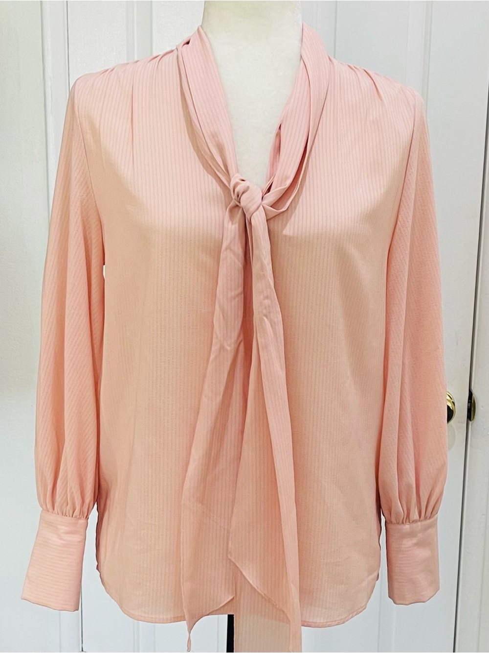 Who What Wear Peach Bow Tie-Neck Blouse